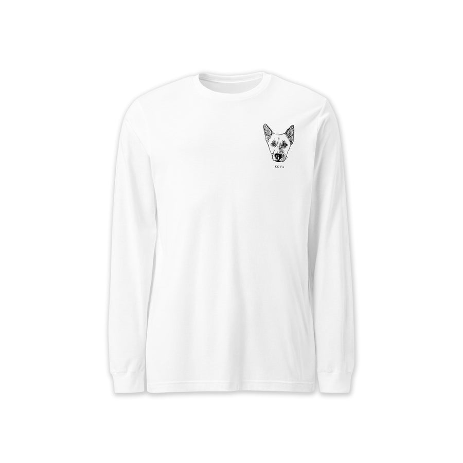 Custom Pet Portrait Long Sleeve Shirt Tee | Wagged Tails | Shirt with Dog Face